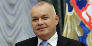 A picture taken on October 10, 2011, shows Russian television journalist Dmitry Kiselyov posing for a photo after receiving a medal of Friendship during an awarding ceremony in the Kremlin in Moscow. Russian President Vladimir Putin signed today a decree dissolving Russia's biggest news agency, RIA Novosti , ordering the creation in its place of a new media conglomerate Rossiya Segodnya (Russia Today). Putin named today Dmitry Kiselyov as the head of Russia Today. AFP PHOTO/ RIA-NOVOSTI/ POOL/ MIKHAIL KLIMENTYEV (Photo credit should read MIKHAIL KLIMENTYEV/AFP/Getty Images)